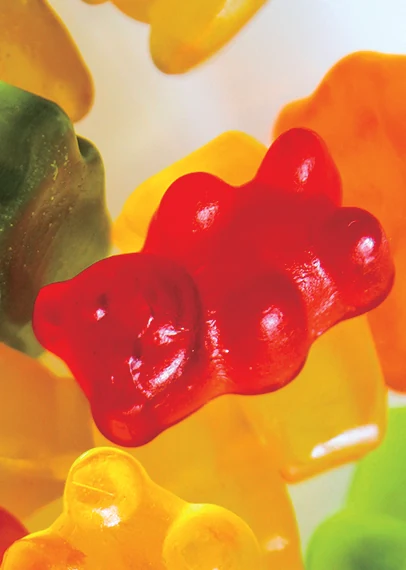 Colourful gummy supplement forms